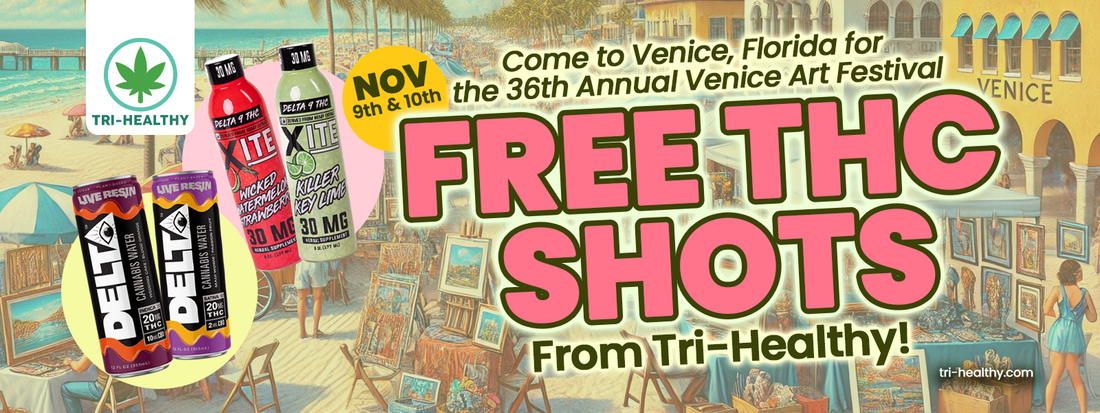 Come to Venice, FL for the 36th Annual Art Festival – Free THC Shots at Tri-Healthy!