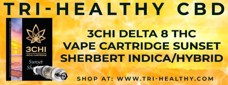 S1E105 3Chi Delta 8 THC Vape Cartridge Sunset Sherbert Indica / Hybrid Review