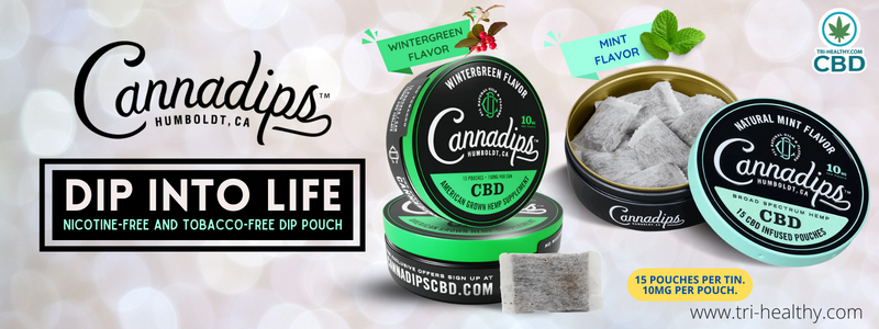 Mint and Wintergreen Flavored Hemp Derived CBD Pouches from Cannadip