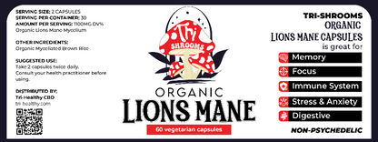 Tri-Shrooms Organic Lions mane Capsules