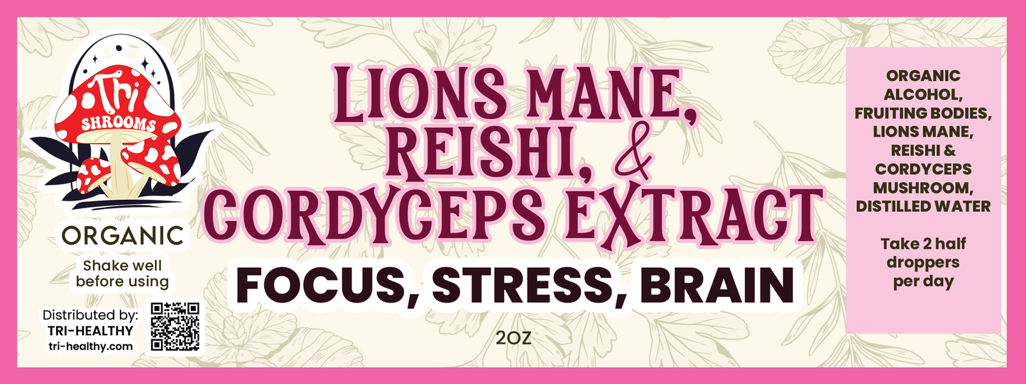Tri-Shrooms- Lions mane,  Reishi & Cordyceps Extract